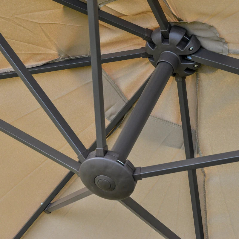 Khaki Double-sided Crank Sun Umbrella Canopy - 4.6M