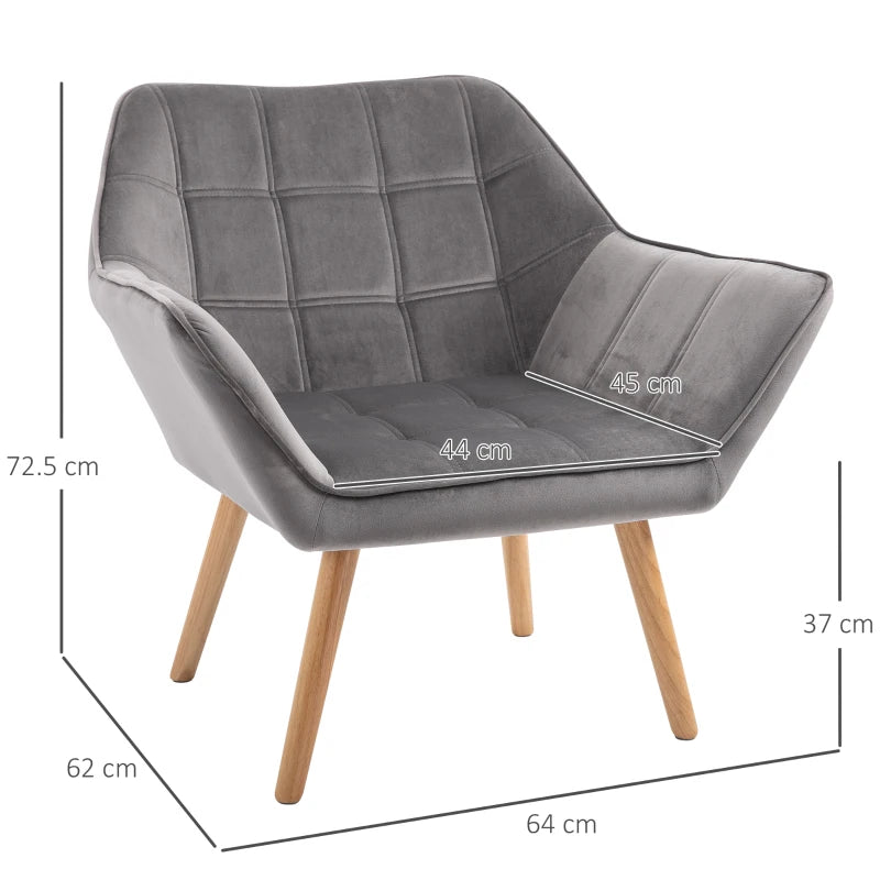 Stylish Accent Armchair Set with Wide Arms and Slanted Back for Bedroom or Living Room Seating in Grey