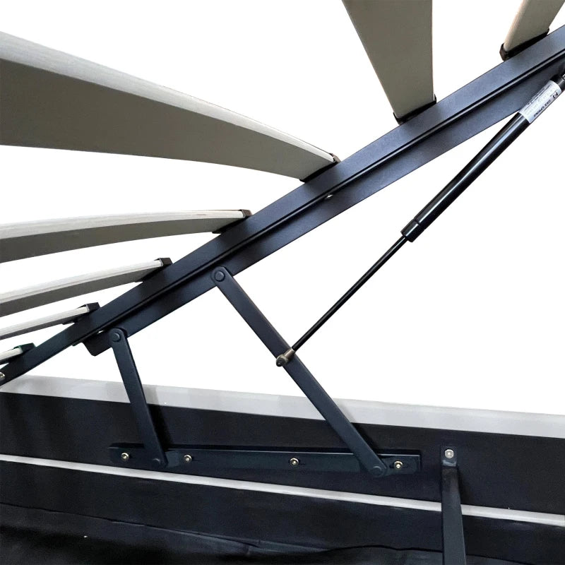 5ft Upholstered King Bed with Hydraulic Storage & RGB LED Lighting - Adjustable Headboard, Cream White, 203L x 157W x 111H cm