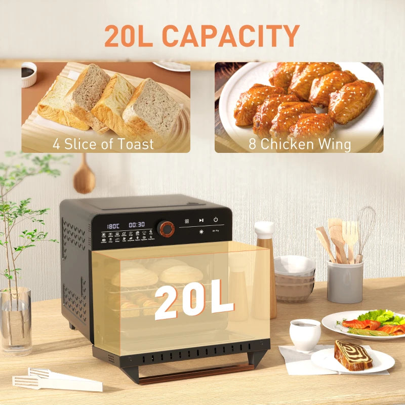 20L Air Fryer Oven - Multifunction Countertop Convection Oven with 16 Presets, Adjustable Temp & Time, 1400W Power
