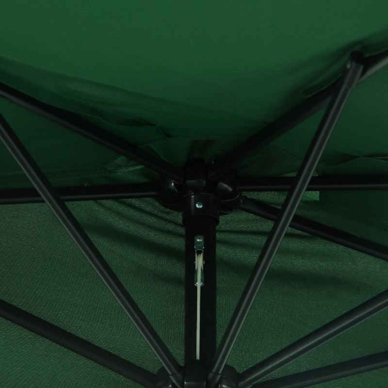 Green 3m Half Round Patio Umbrella with Crank Handle - No Base