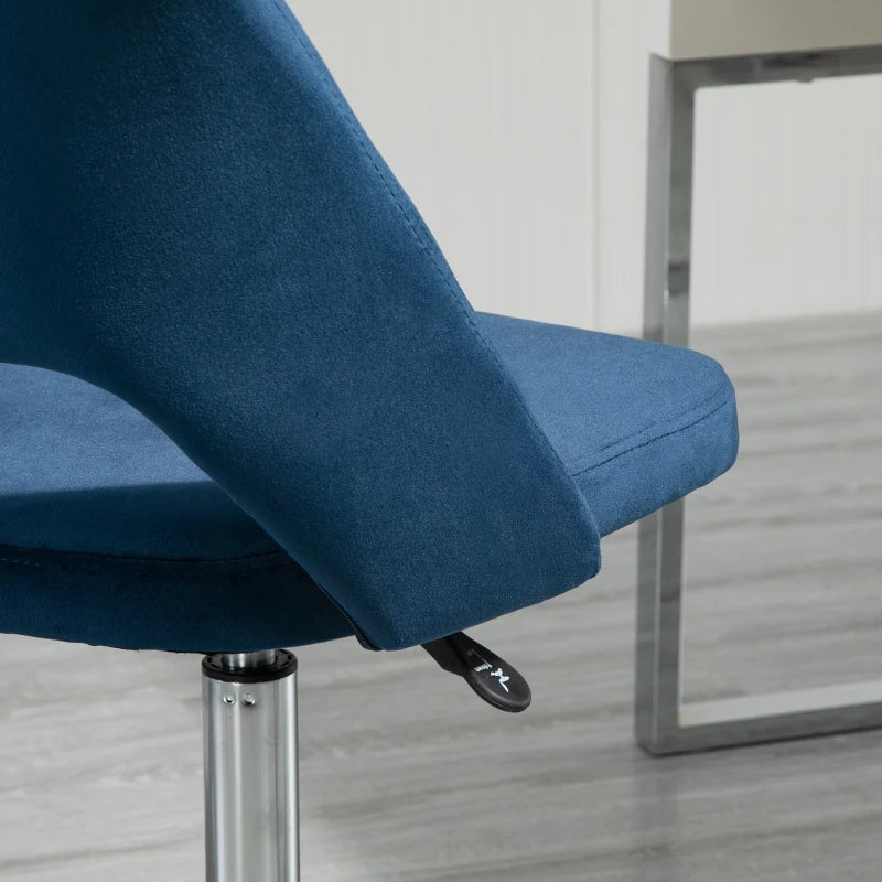 Vinsetto Dark Blue Velvet-Feel Armless Office Chair - Stylish Ergonomic Design for Home & Office Use