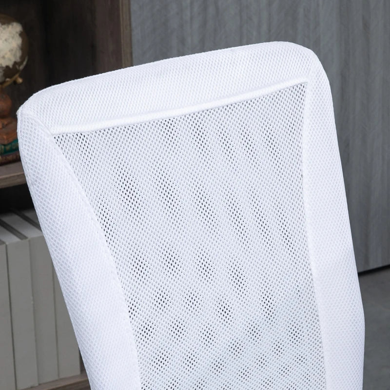 Vinsetto Adjustable Mesh Office Chair - Armless Swivel Desk Chair with Height Control, Modern White Design for Home & Office