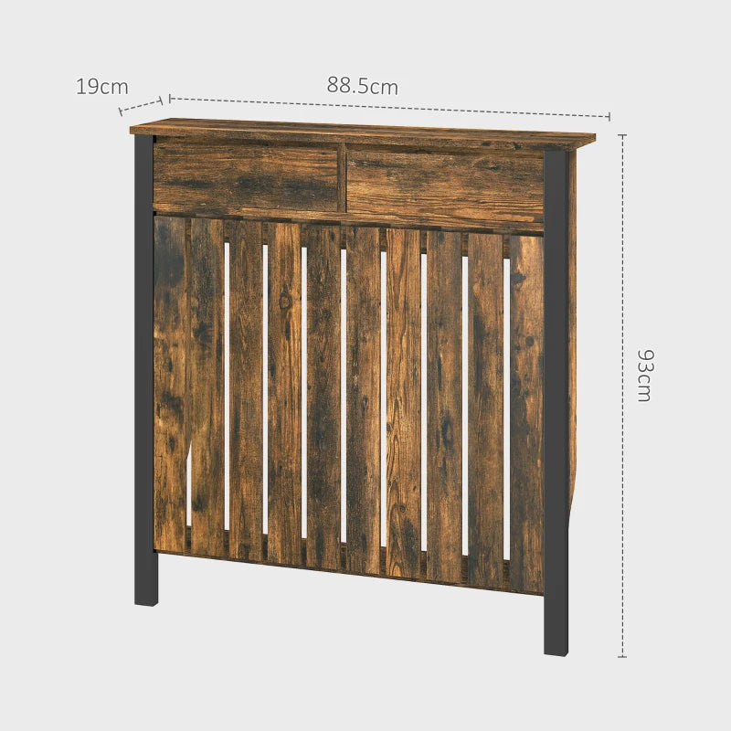 Rustic Style Radiator Cover 93 x 88.5cm Elegant Brown and Black Design