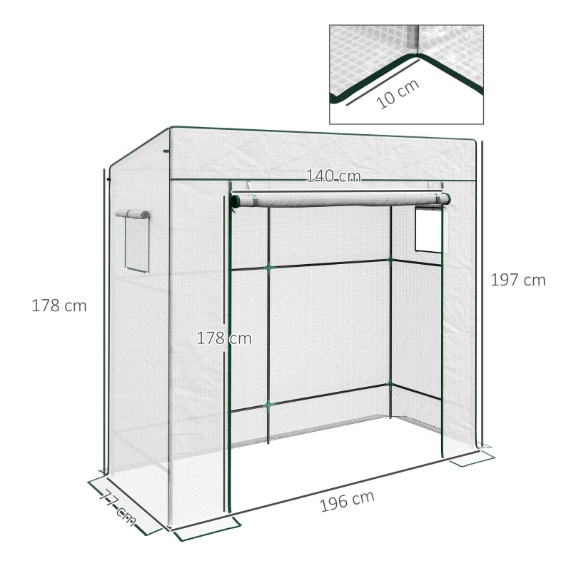 Green Walk-in Outdoor Greenhouse Cover, White PE Material