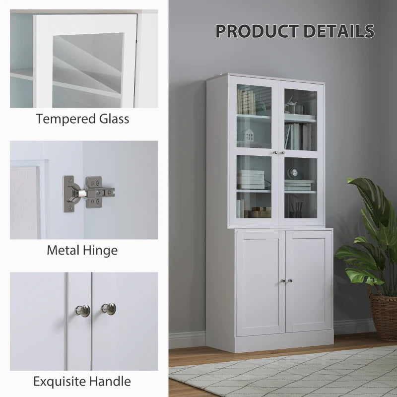 Double Storage Display Cabinet - Elegant White Finish, Stylish Home Organizer, Perfect for Living Room or Office Storage Solutions
