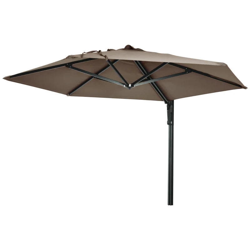 Khaki Wall Mounted Patio Umbrella with Rotatable Canopy - 2.5m