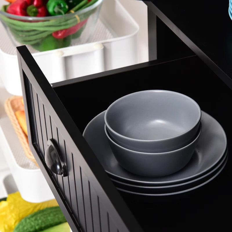 Freestanding Multi-Storage Kitchen Cabinet in Black - Stylish & Functional Organizer for Home & Kitchen Storage Solutions