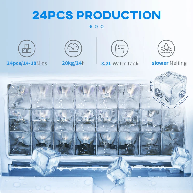 3.2L Compact Ice Maker with LCD Display & Accessories - Sleek Silver-Tone Portable Ice Machine for Home & Parties