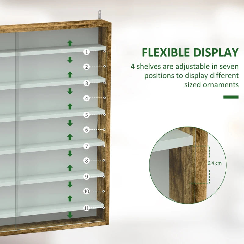 Elegant Brown Six Shelf Display Cabinet with Glass Doors - Perfect for Home Decor and Storage Solutions