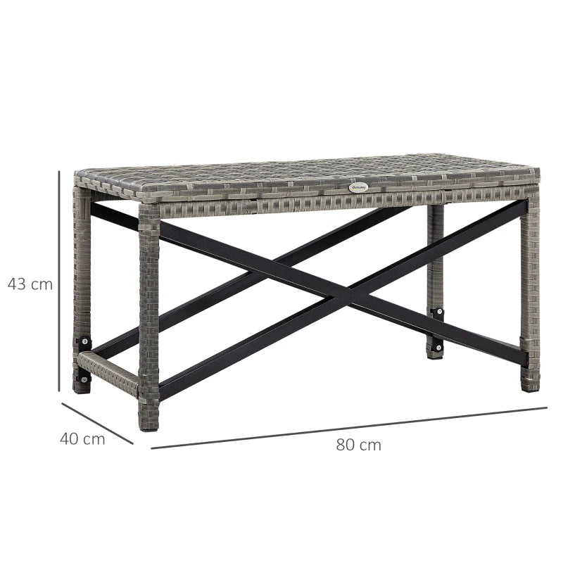 Grey Rattan Outdoor Side Table with X-Frame for Patio