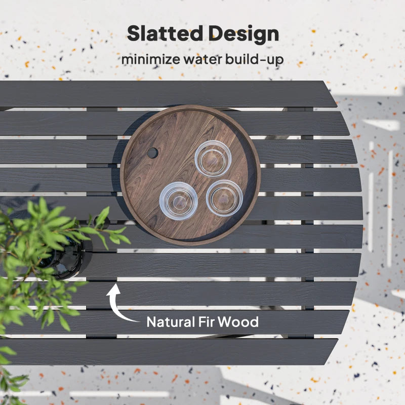 5 Piece Wooden Outdoor Dining Set for 6 with Umbrella Hole Grey Garden Furniture