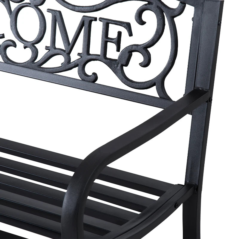 Black Steel Garden Bench - 126x60x85 cm