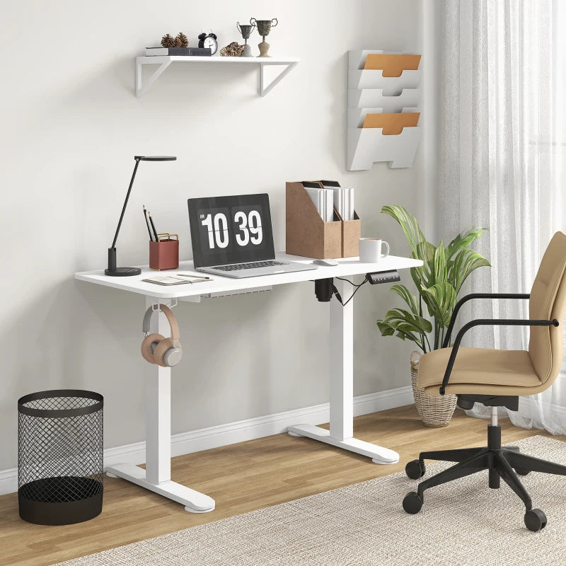 Vinsetto Adjustable Electric Standing Desk 72-116cm, 120x60cm White Tabletop - Ergonomic Home Office Solution