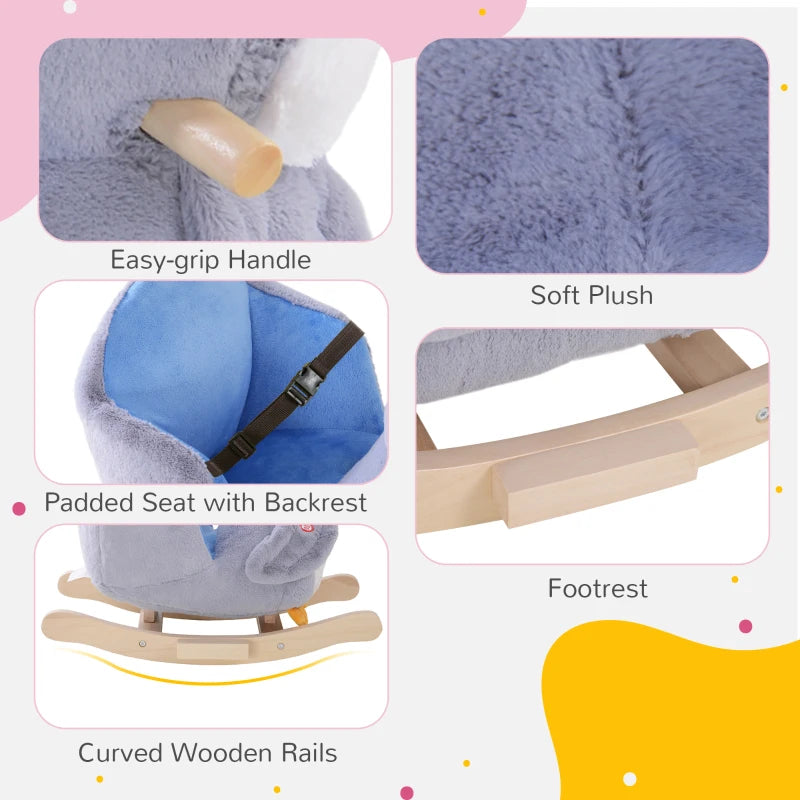 Kids Plush Musical Rocking Horse Penguin - 32 Songs, Soft Toy Rocker for Children 18+ Months - Fun & Safe!