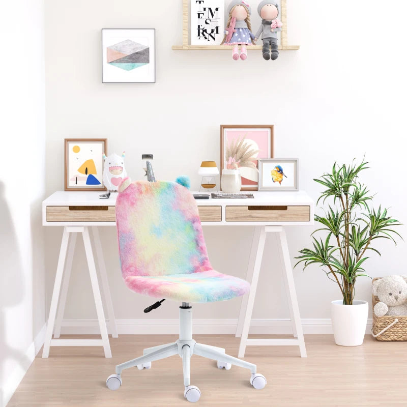 Vinsetto Fluffy Unicorn Office Chair - Cute Mid-Back Swivel Desk Chair in Rainbow Multi-Colored Design