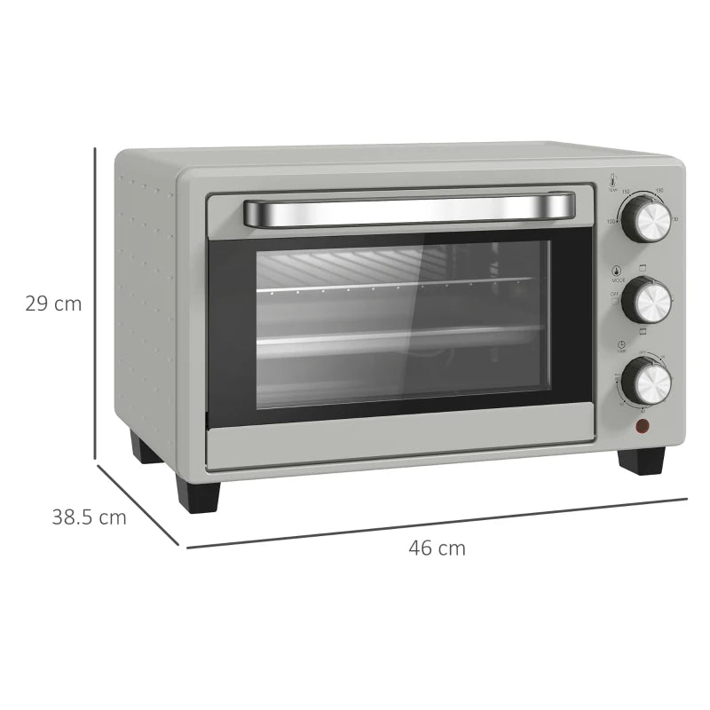 21L Mini Countertop Oven - Adjustable Temperature 100°C-230°C, Sleek Silver Design, Perfect for Baking & Cooking