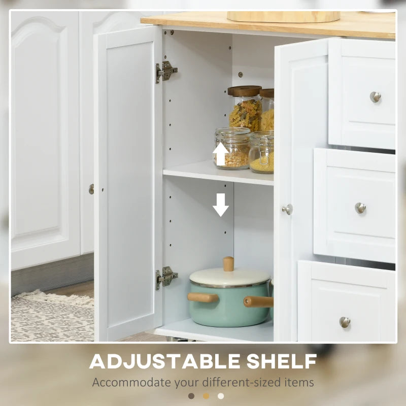 Rolling Kitchen Island with Drop Leaf and Storage Trolley on Wheels for Easy Mobility