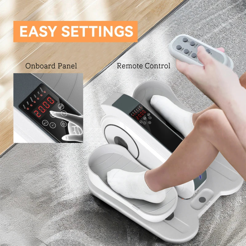 Under Desk Elliptical Machine Mini Electric Pedal Exerciser for Seniors with LCD Monitor Remote Control 10 Speed Settings Quiet Portable White