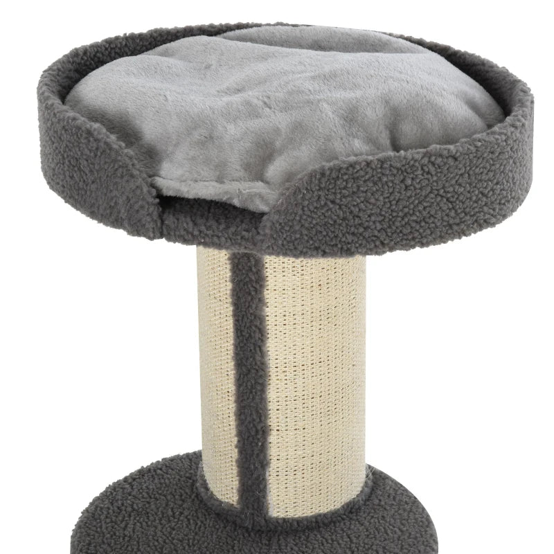 91cm Grey Cat Tree Tower with Scratching Post, Bed, Perch & Removable Cushion for Indoor Kittens