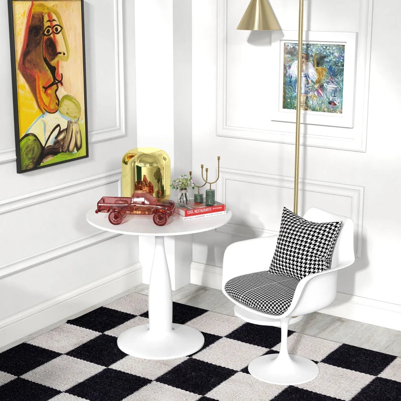 Modern Round Dining Table with Steel Base & Non-Slip Foot Pads - Space Saving Small Dining Room Table