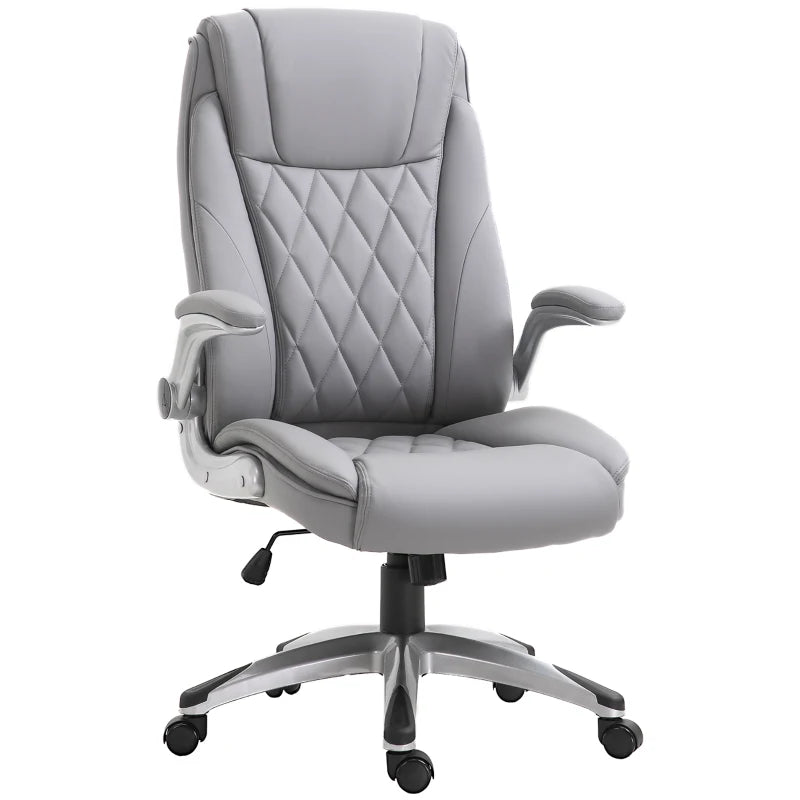 Vinsetto Grey Faux Leather Executive Swivel Office Chair - Ergonomic Design, Adjustable Height, Modern Comfort for Home & Office