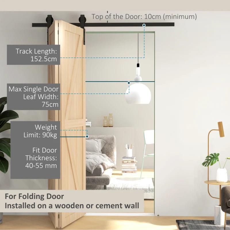 5ft Bi-Folding Sliding Barn Door Kit