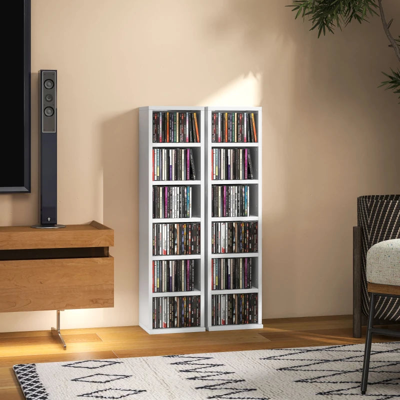 Set of 2 High Gloss White CD Storage Units - Stylish and Modern Organizer for 102 CDs - Perfect for Home Decor