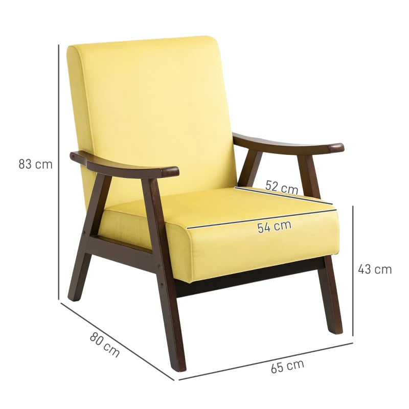 Nordic Accent Chair - Upholstered Velvet Armchair with Solid Wood Frame & Thick Padding for Living Room/Bedroom - Champagne