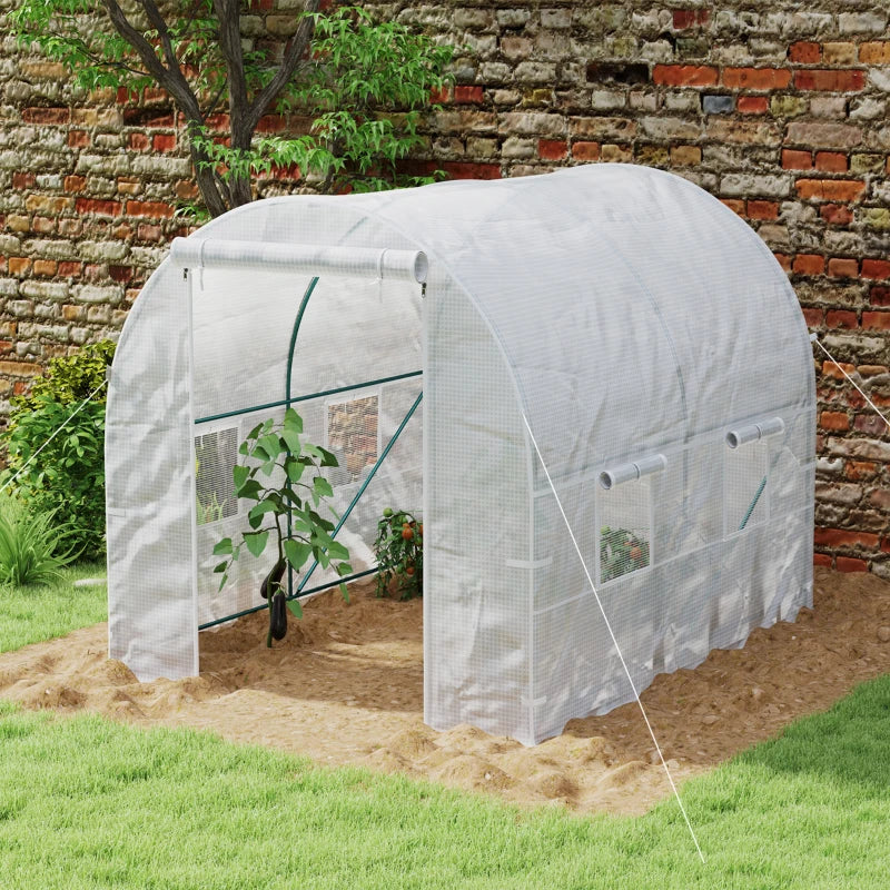 2m x 2.5m Reinforced Walk-In Polytunnel Greenhouse with Zipped Door