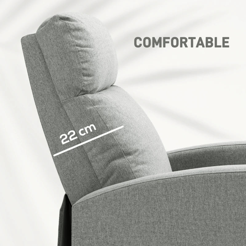 Grey 135° Push Back Recliner Armchair with Footrest for Ultimate Comfort and Relaxation