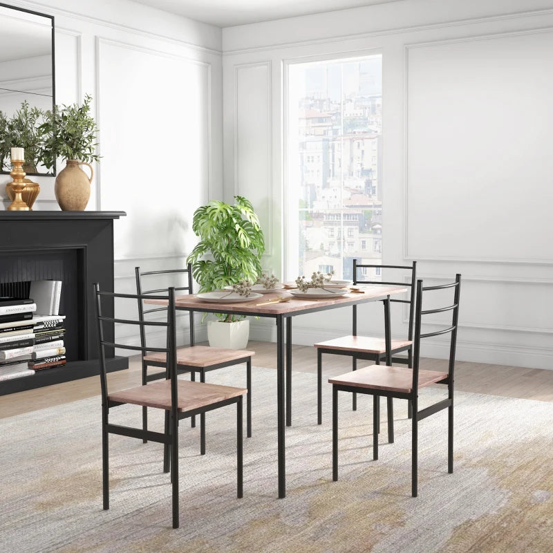 5-Piece Space-Saving Dining Table and Chairs Set - Steel Frame, Compact Design for Small Kitchens, Black Finish