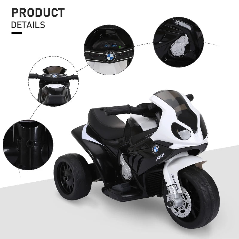 Electric Kids Ride On BMW Motorbike with Headlights Music 6V Black Toy Vehicle