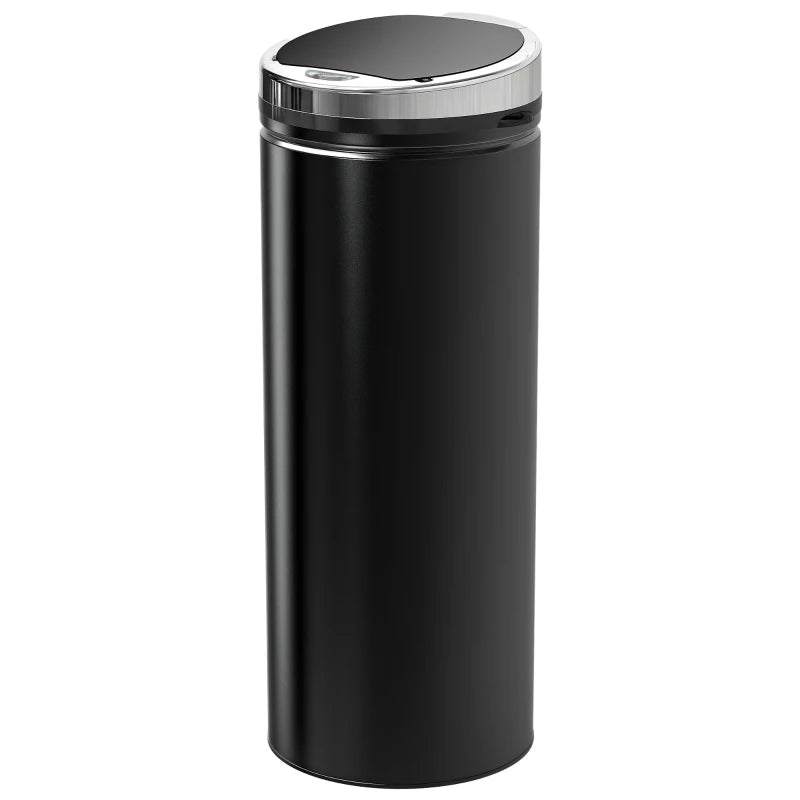 50L Touchless Sensor Bin with Soft-Close Lid - Stainless Steel, Fingerprint Resistant, Hygienic Rubbish Bin for Kitchen & Office, Black