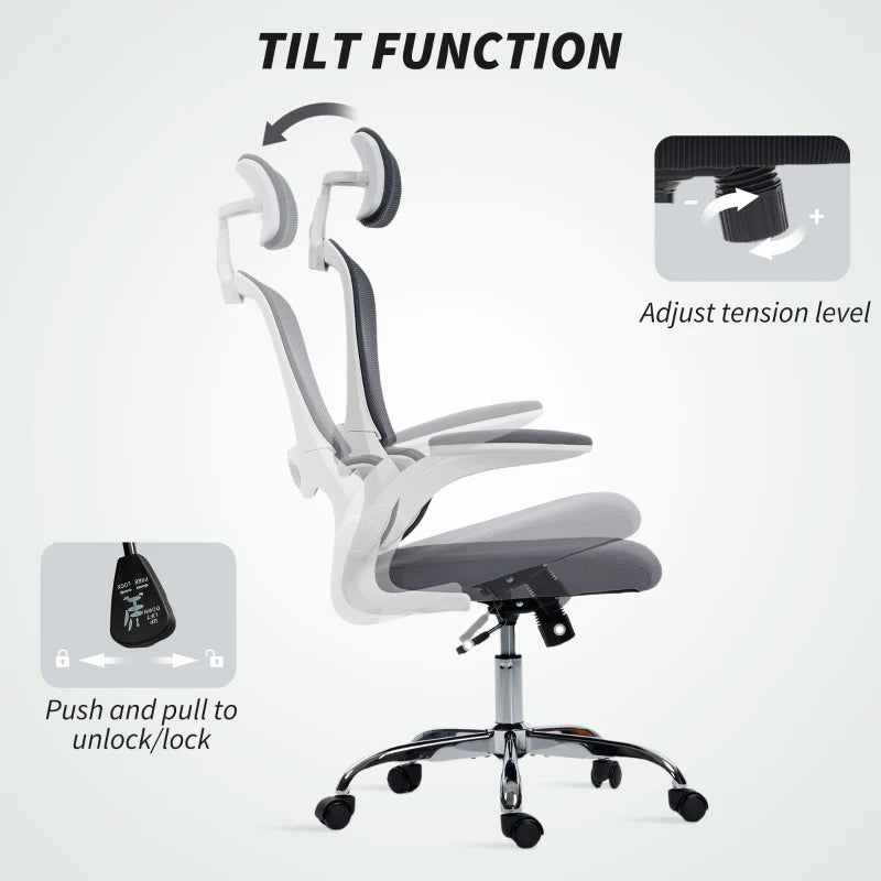 Ergonomic Mesh Back Office Chair with Lumbar Support - Stylish Charcoal Grey Design for Comfort and Productivity