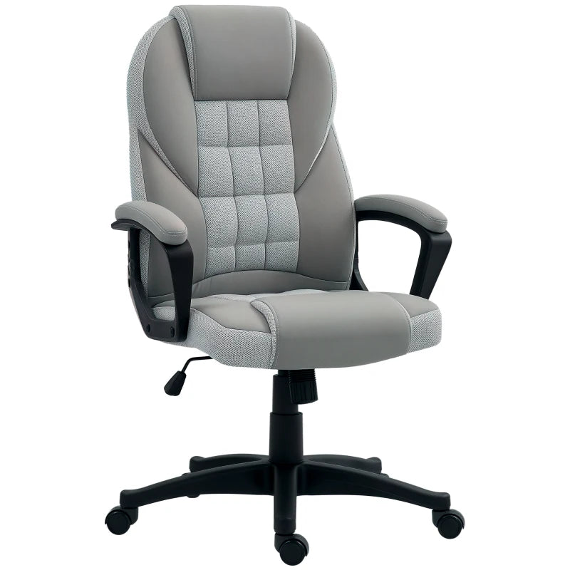 Ergonomic Grey Faux Leather Office Chair - Stylish, Comfortable Desk Seating for Home & Office Use