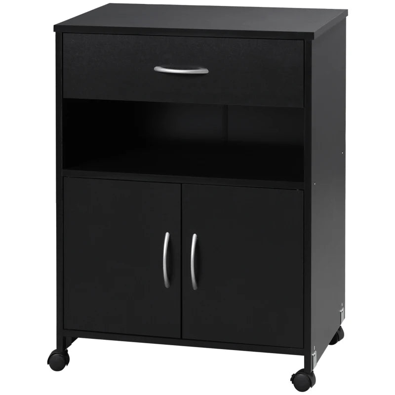 Vinsetto Mobile Printer Stand with Storage Drawer & Open Shelf - Home Office Cabinet, 60cm x 39cm x 80cm, Black