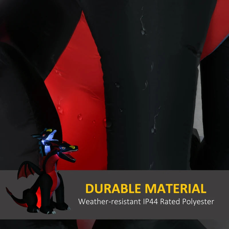 7FT Tall Inflatable Dragon with 2 Heads & LED Lights - Halloween Party Decoration for Indoor & Outdoor Yard