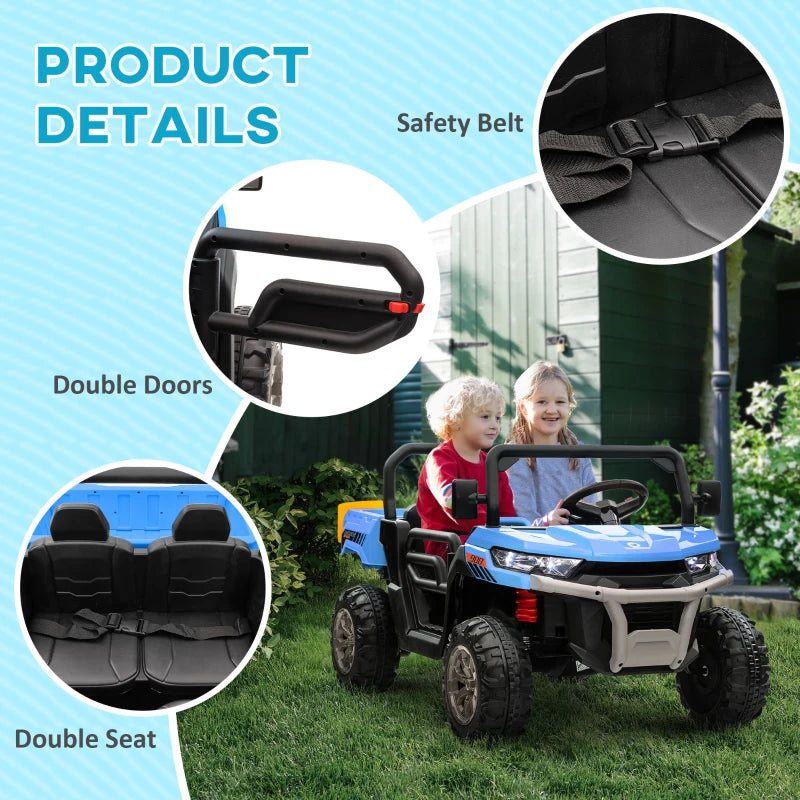 Blue 12V Electric Ride-On Car for Kids with Remote Control and Bucket Seat
