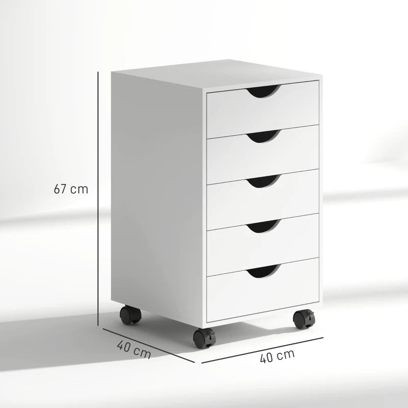 Modern White Five-Drawer Filing Cabinet for Home Office Storage - Stylish and Functional Organization Solution