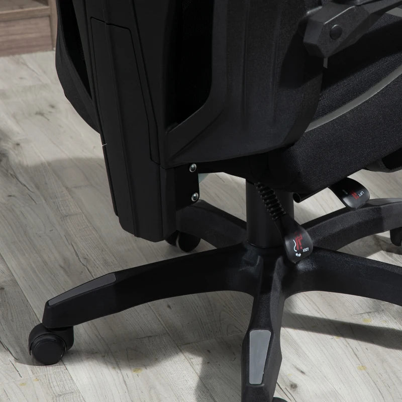 Vinsetto Ergonomic Mesh Office Chair with Footrest & Lumbar Support - Adjustable Height, Swivel Wheels, Black Grey