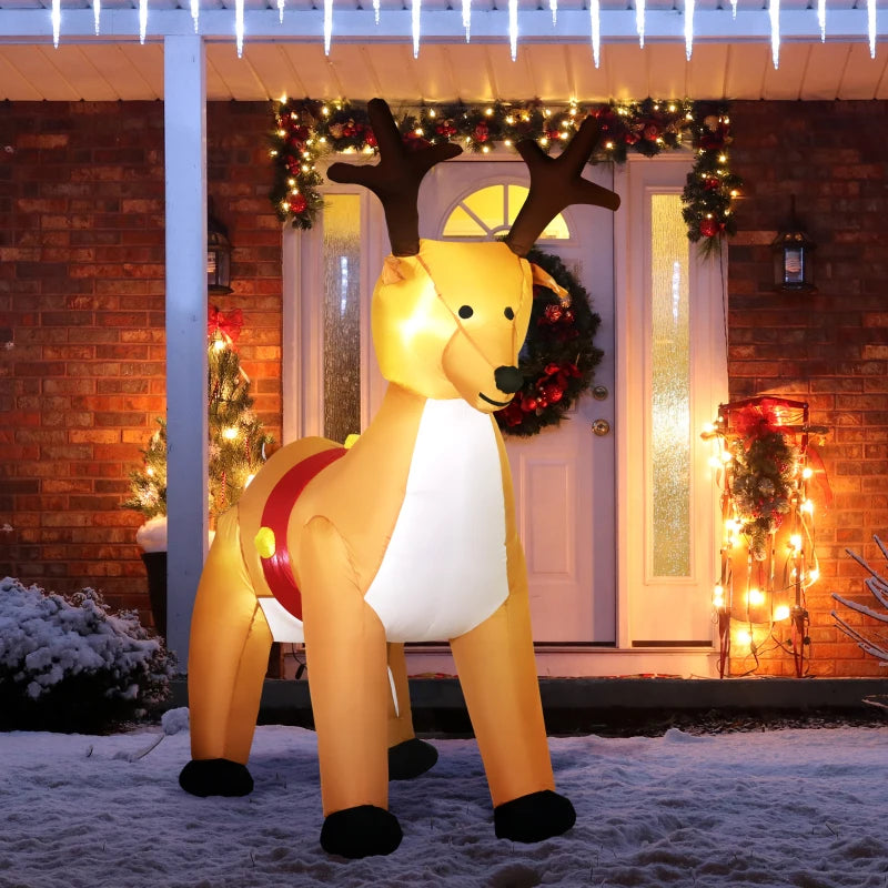 6ft Inflatable Christmas Reindeer Decoration - Fun Holiday Blow Up Decor with Lights for Indoor & Outdoor Use