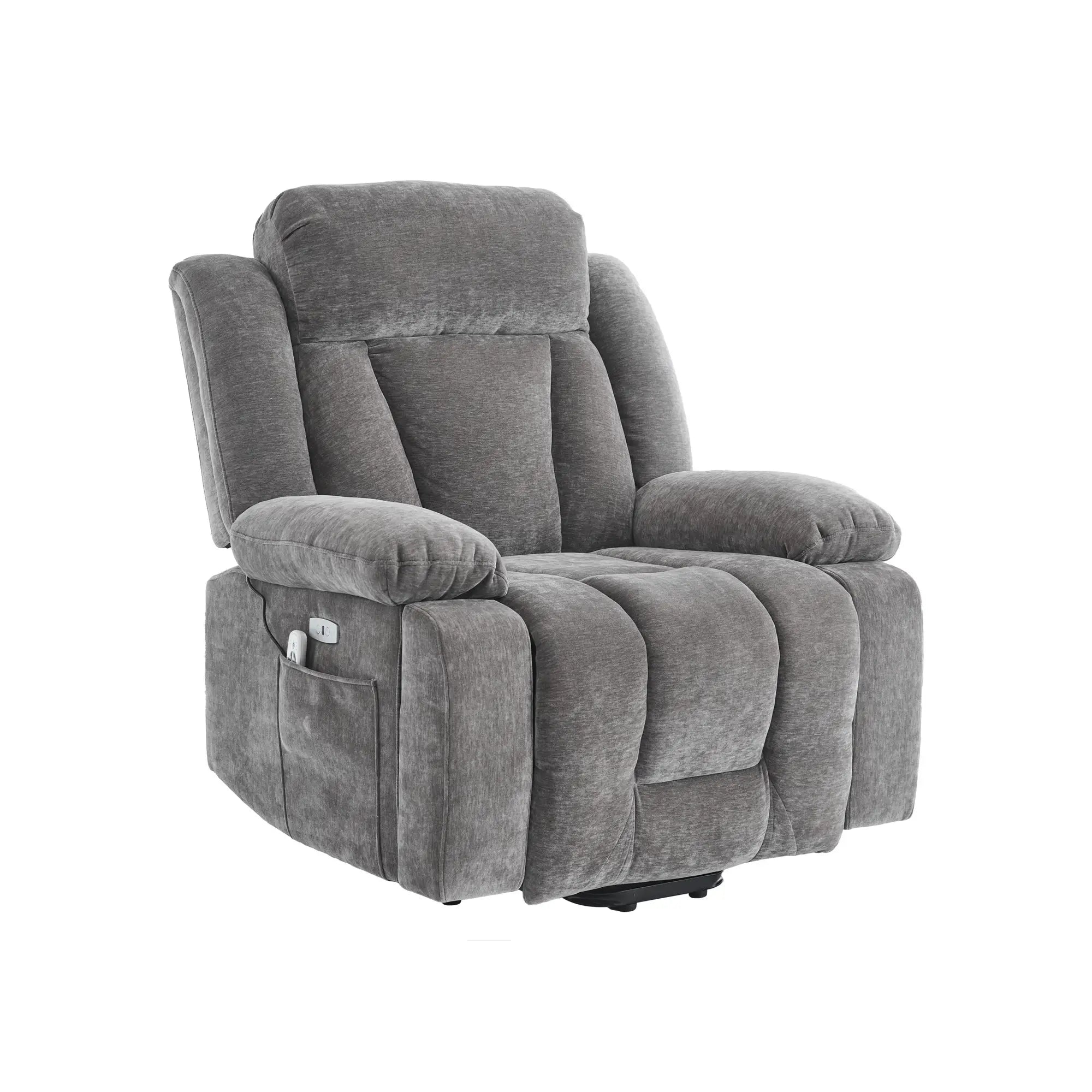 RelaxMax ProLift Electric Recliner – Heated Massage Chair with USB Ports, Storage Pocket & Easy Assembly, 95×94×107 cm, Grey