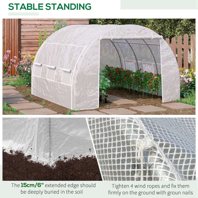 Green Walk-in Garden Greenhouse with Roll-up Walls