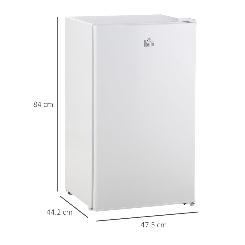 91L Freestanding Under Counter Fridge Freezer - Compact Chiller Box, Adjustable Thermostat, 47.5cm Wide, Stylish White Design