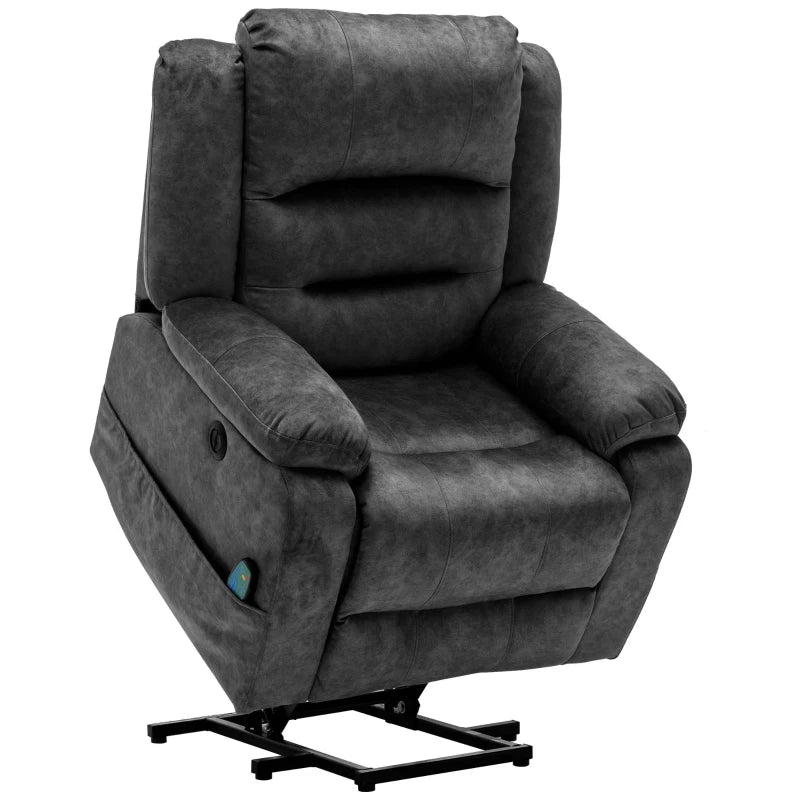 Electric Recliner Chair with Massage and Heating for Elderly, Grey Power Lift Armchair, 87x85x107 cm
