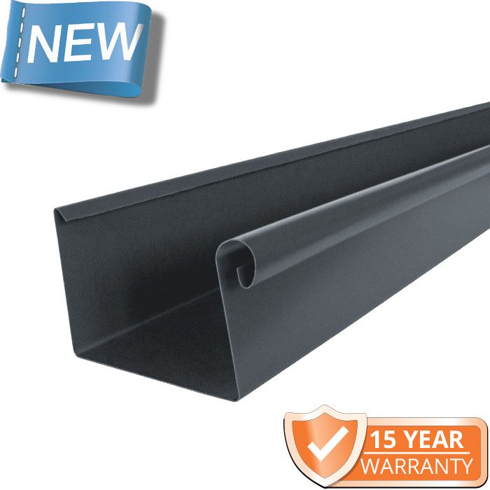 120x75mm Box Profile RAL 7016 Anthracite Grey Galvanised Steel Gutter - 3m Length