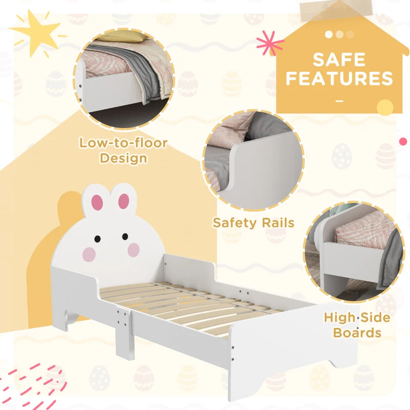 ZONEKIZ Rabbit Toddler Bed - Adorable Kids Bedroom Furniture in White, Perfect for Cozy Sleep and Playtime
