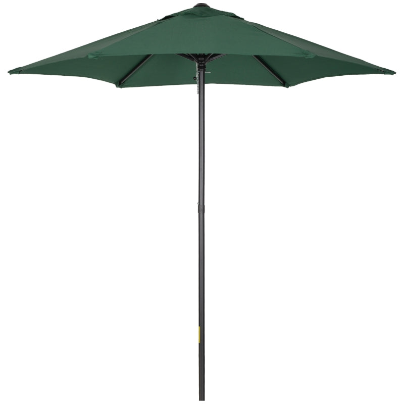 Green 2m Outdoor Garden Parasol Umbrella with 6 Sturdy Ribs