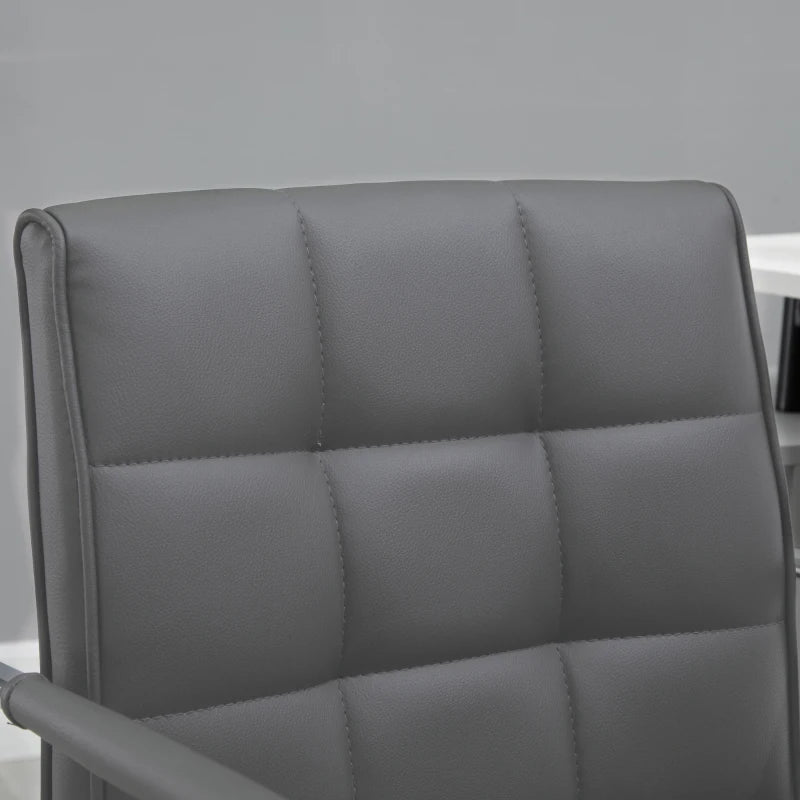 Vinsetto Grey PU Leather Office Desk Chair - Adjustable Mid Back Computer Chair with Armrests & Swivel Wheels